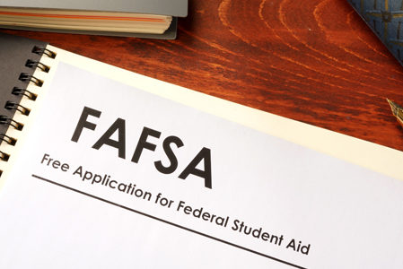 notebook with FAFSA written on top