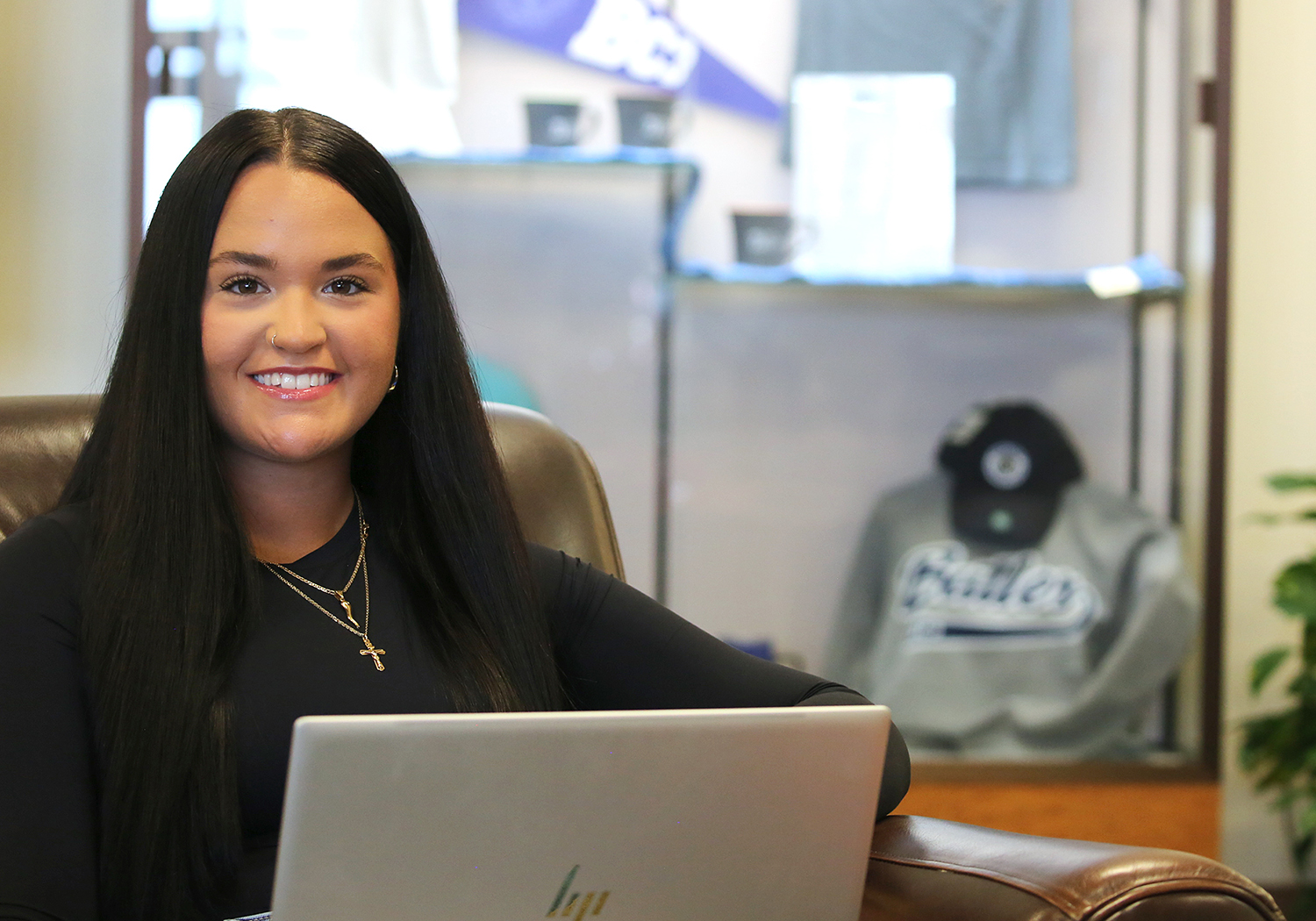 woman working on laptop