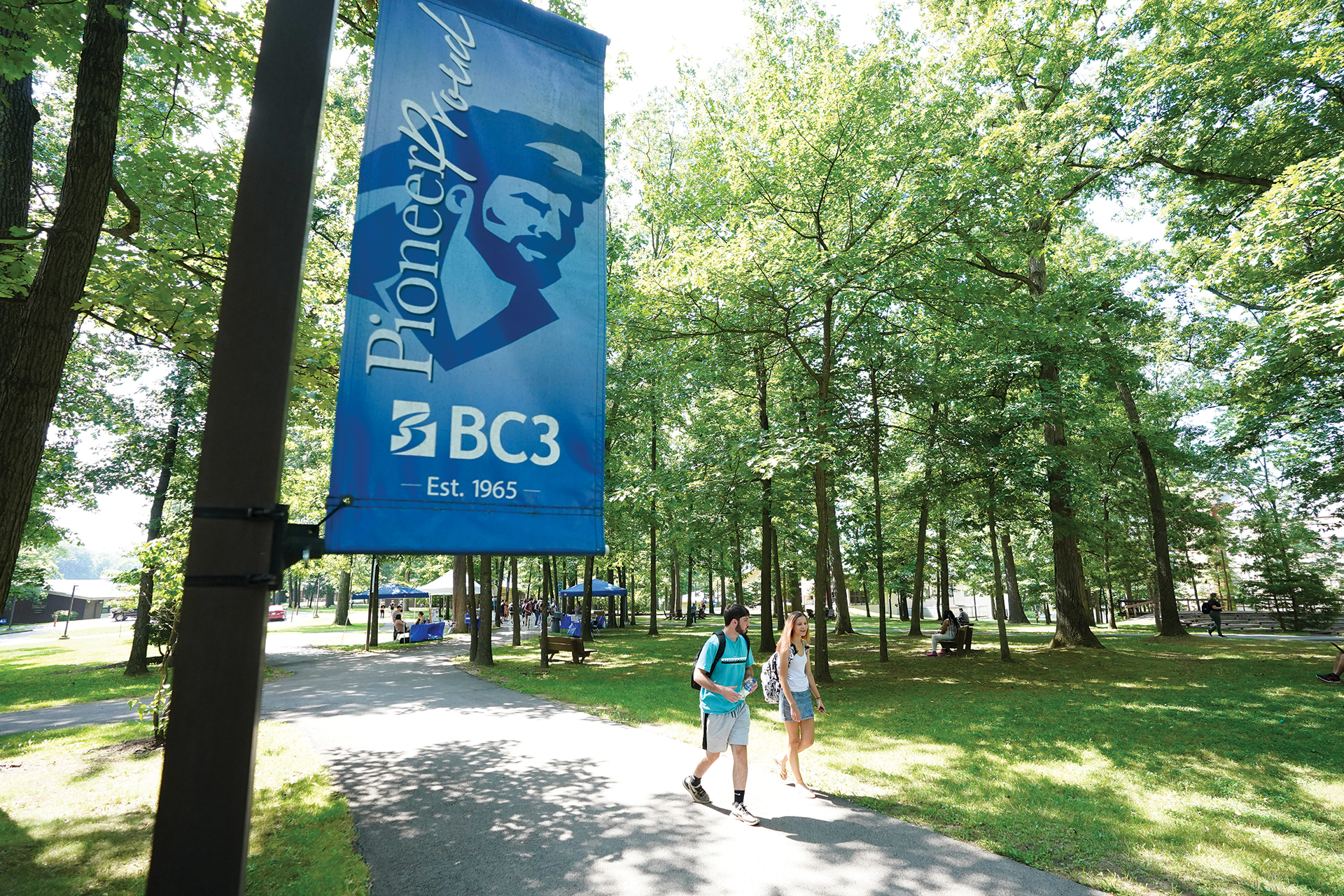 students walking on bc3 main campus